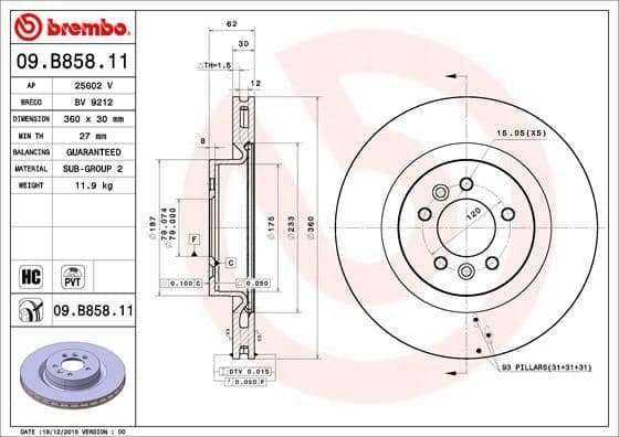Brake Disc PRIME LINE - UV Coated 09.B858.11