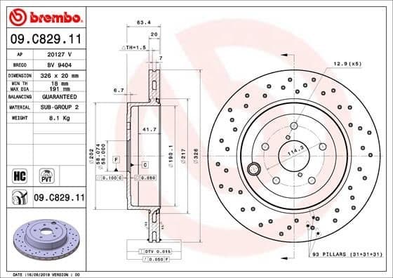 Brake Disc PRIME LINE - UV Coated 09.C829.11