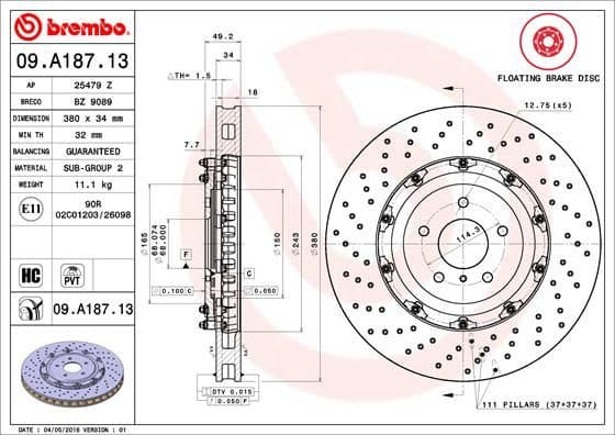Brake Disc PRIME LINE - Floating 09.A187.13