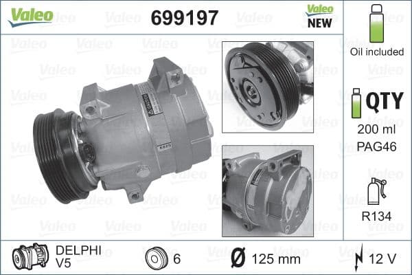 Compressor, air conditioning VALEO CORE-FLEX 699197