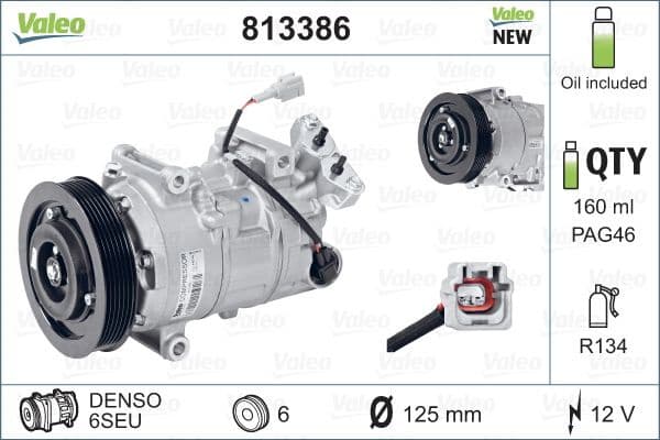 Compressor, air conditioning VALEO CORE-FLEX 813386