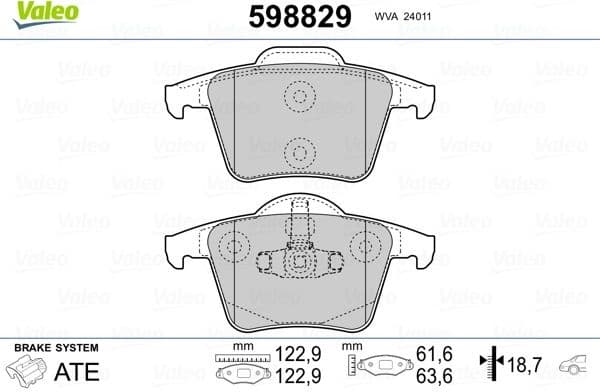 Brake Pad Set, disc brake 598829