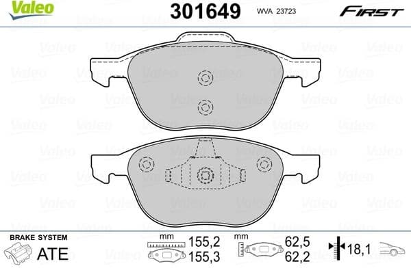 Brake Pad Set, disc brake ESSENTIAL 301649