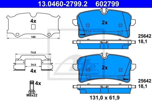 Brake Pad Set, disc brake 13.0460-2799.2