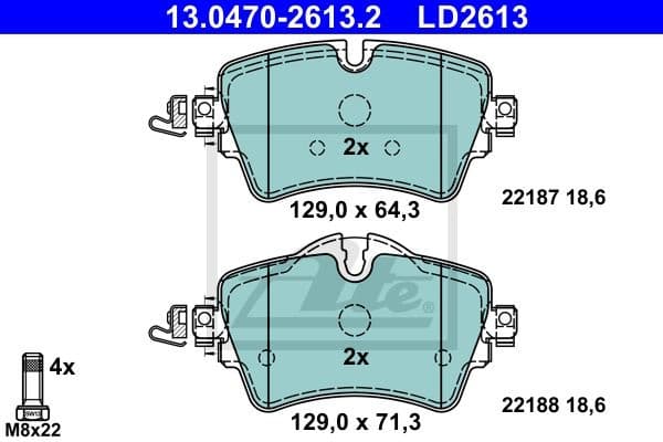 Brake Pad Set, disc brake ATE Ceramic 13.0470-2613.2