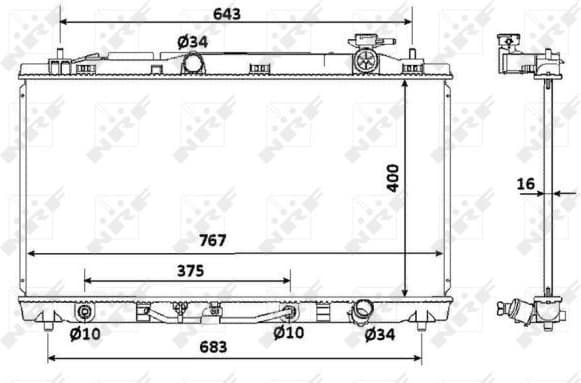 Radiator, engine cooling 53922
