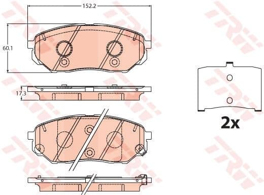 Brake pads front, Top Quality GDB2195