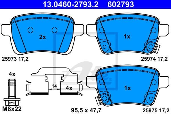 Brake Pad Set, disc brake 13.0460-2793.2
