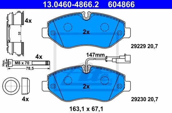 Brake Pad Set, disc brake 13.0460-4866.2