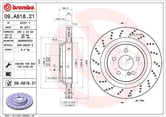 Brake Disc PRIME LINE - UV Coated 09.A818.21