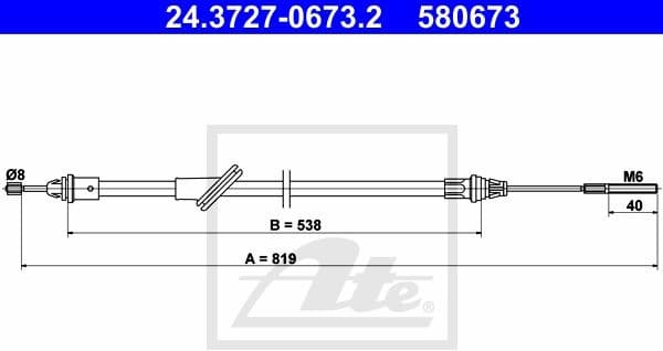 Cable Pull, parking brake 24.3727-0673.2