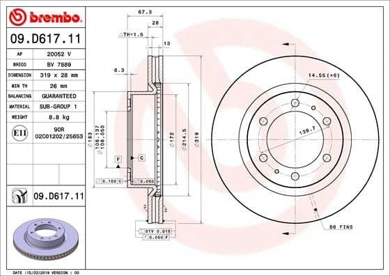 Brake Disc PRIME LINE - UV Coated 09.D617.11