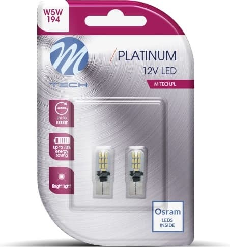 Lemputės MTECH PLATINUM W5W 2xLED - LB801W-MTH (M-TECH) - Autoera