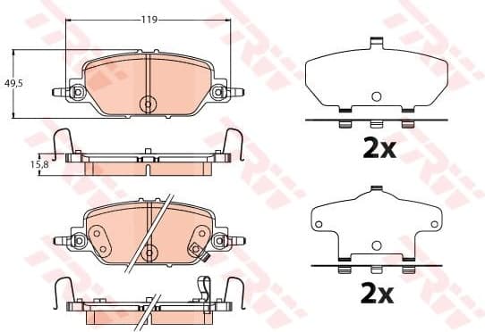 Brake pads rear, Top Quality GDB2217