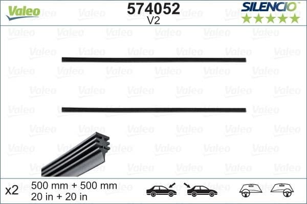 Wiper Blade Rubber SILENCIO CONVENTIONAL SET 574052
