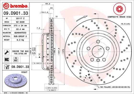 Brake Disc PRIME LINE - Composite 09.D901.33