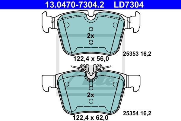 Brake Pad Set, disc brake ATE Ceramic 13.0470-7304.2