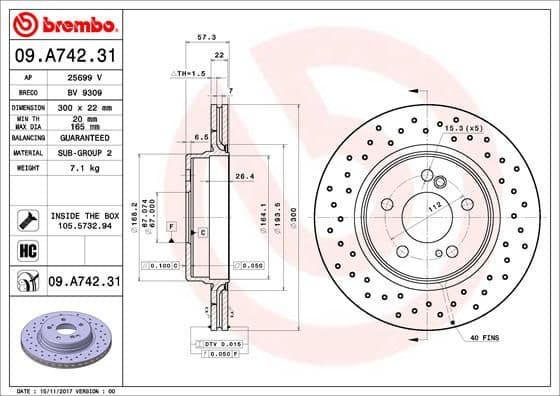 Brake Disc PRIME LINE - UV Coated 09.A742.31