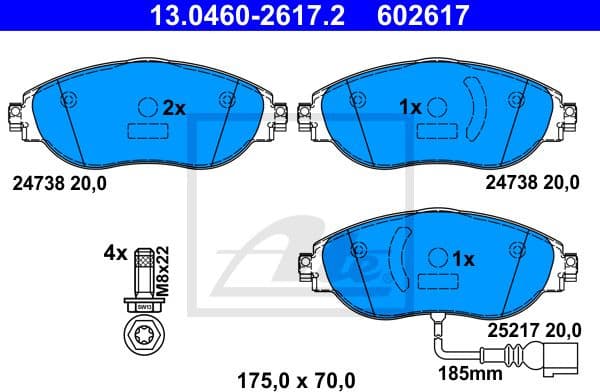 Brake Pad Set, disc brake 13.0460-2617.2