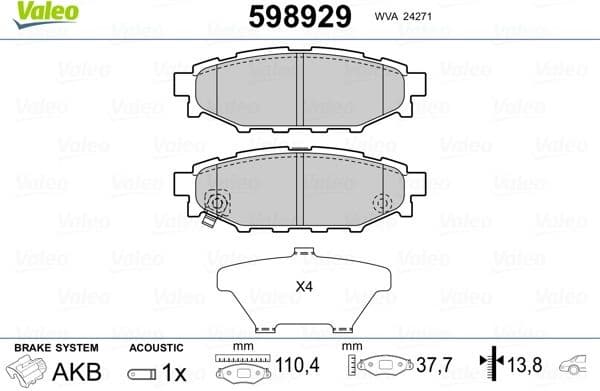 Brake Pad Set, disc brake 598929