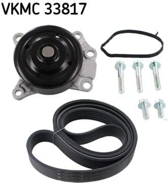 Water Pump + V-ribbed Belt Kit VKMC 33817