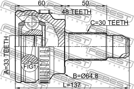 CV joint outer 1910-E60A48 - image 2