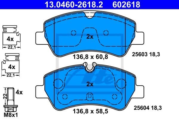 Brake Pad Set, disc brake 13.0460-2618.2