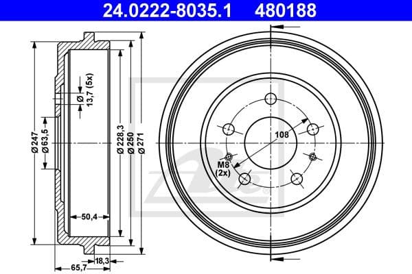 Brake Drum 24.0222-8035.1