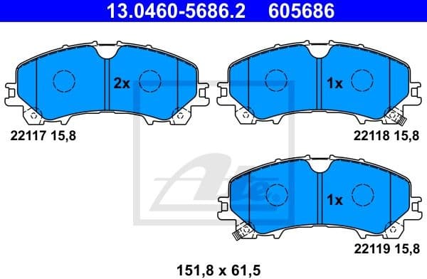 Brake Pad Set, disc brake 13.0460-5686.2